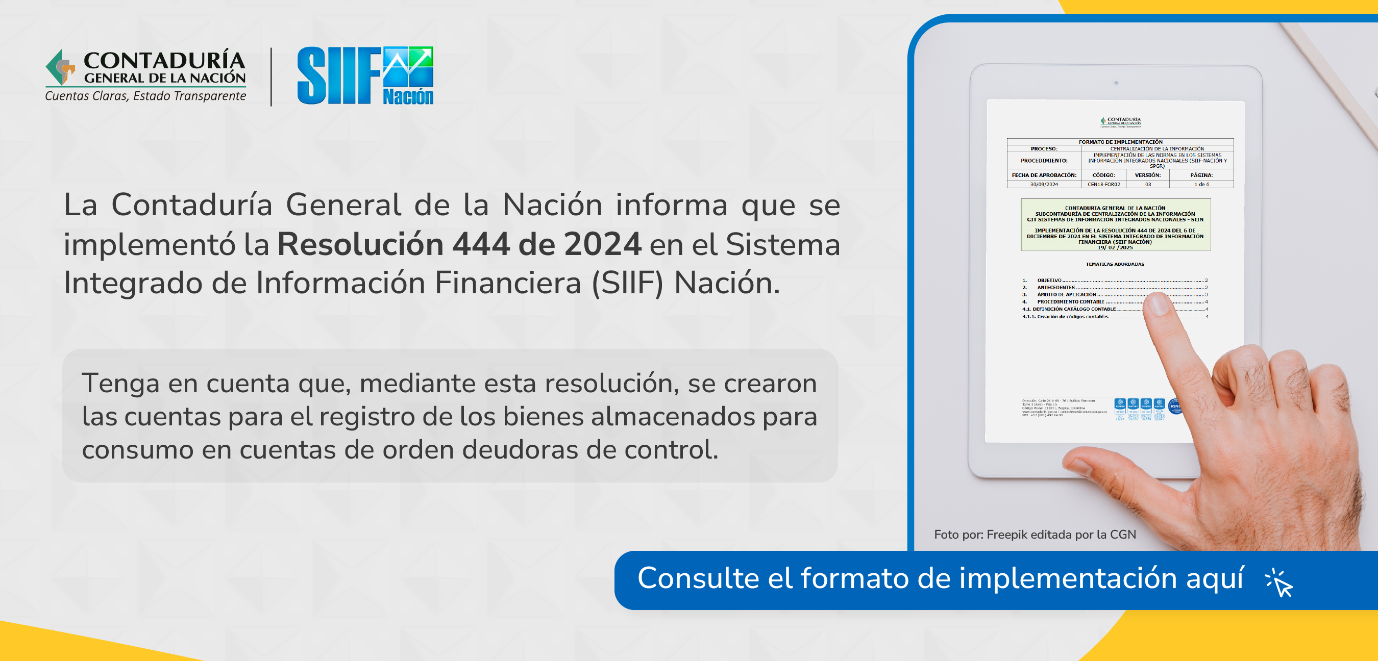 Implementación de la Resolución 444 de 2024 en el SIIF Nación